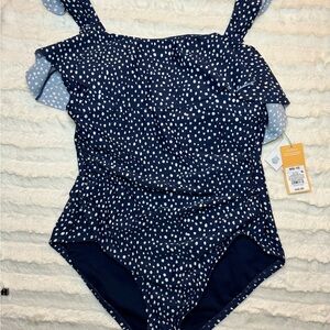Navy Polka Dot One Piece Swimsuit